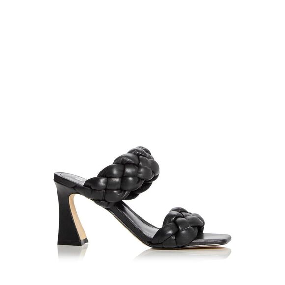 MARC FISHER Womens Black Hammy Toe Flare Slip On Leather Heeled Sandal 6.5 M - Picture 3 of 4